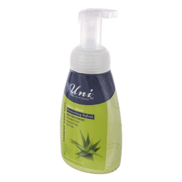 فوم آنتی باکتریال دست با عصاره آلوئه ورا یونی لد uni led antibacterial  foaming hand soap aloe vera extract